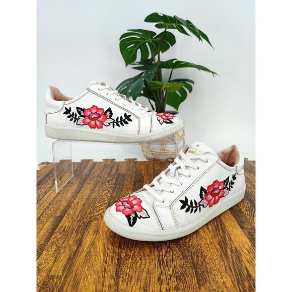 Kate Spade Women's Everhart Floral Leather Embroidered White Sneakers Size 6.5M - Picture 1 of 10